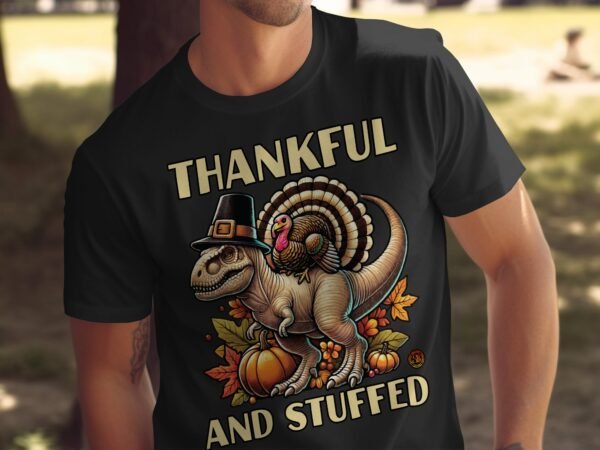 Herbstliches Erntedankfest T-Shirt, Traditionell Amerika Kanada Top, Lustiges Dino T-Rex Truthahn Shirt, Festliches Geflügel Kürbis Tee - Image 5