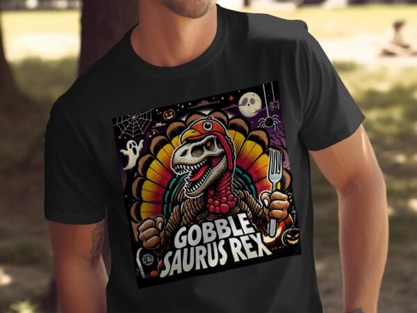 Herbstliches Erntedankfest T-Shirt, Traditionell Amerika Kanada Top, Lustiges Dino T-Rex Truthahn Shirt, Festliches Geflügel Kürbis Tee - Image 5