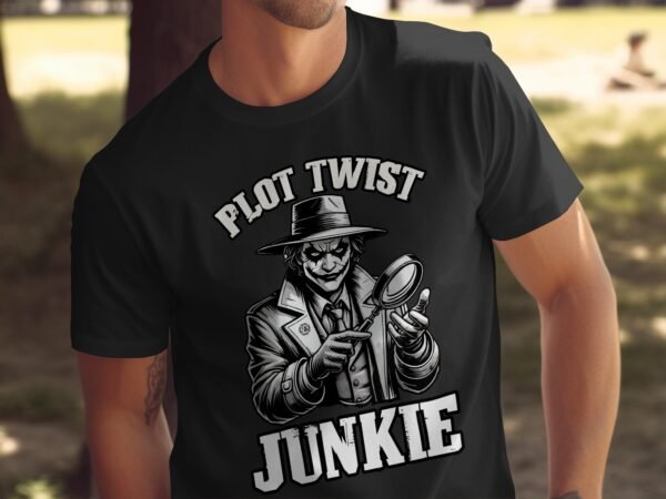 Buch Junkie True Crime T-Shirt, Mystische Horror Geschichten für Krimi Fans Tee, Rätsel Verdächtiger Detektiv Top, Joker Ermittlungen Shirt - Image 5