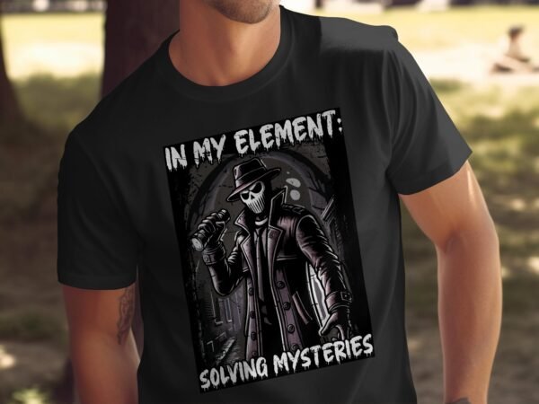 Kriminalfälle True Crime T-Shirt, Mystisches Lösen von Horror Geschichten für Krimifans Tee, Maskiertes Detektiv Top, Ermittlungen Shirt - Image 5