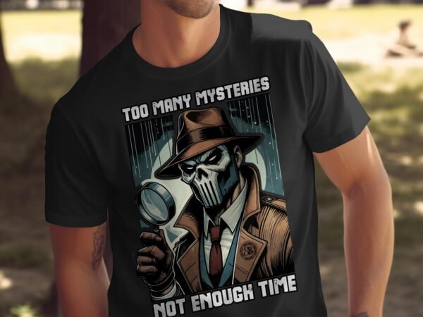 Kriminalfälle True Crime T-Shirt, Maskierte Horror Geschichten für Krimi Fans Tee, Motiv Rätsellösen Detektiv Top, Lupe Ermittlungen Shirt - Image 5