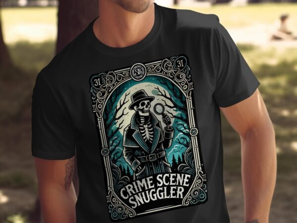 Kriminalfälle Tarot Karten T-Shirt, Mystische Tarotkarten für Krimi Fans Tee, Esoterik Kartenlegen Detektiv Top, Tarotdeck Wahrsager Shirt - Image 5