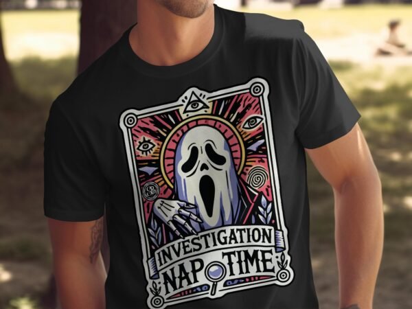 Kriminalfälle Tarot Karten T-Shirt, Mystische Tarotkarten für Krimi Fans Tee, Esoterik Kartenlegen Detektiv Top, Tarotdeck Wahrsager Shirt - Image 5