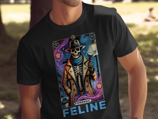 Kriminalfälle Tarot Karten T-Shirt, Mystische Tarotkarten für Krimi Fans Tee, Esoterik Kartenlegen Detektiv Top, Tarotdeck Wahrsager Shirt - Image 5