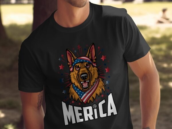 Amerikanischer Schäferhund T-Shirts USA Flagge Shirts 4. Juli Patrioten Dinosaurier Shirts T-Rex Shirts Merica Hund Freiheit Demokratie - Image 5