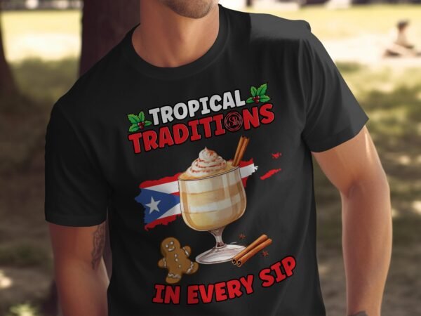 Tropisches Coquito Weihnachten T-Shirt, Traditionelles Kokosnuss Urlaubsgetränk Shirt, Festliches Puerto Rico Karibik Tee, Kokos Reisetop - Image 5