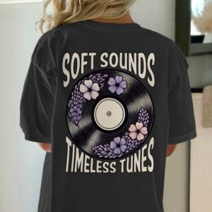 Schallplatte T-Shirt Musik Liebhaber Vinyl Zeitlose Melodien Platte Shirt Flanel Blumen T-Shirt Retro Vintage Akkorde Shirt Akustik Tee