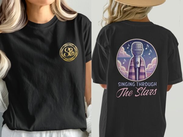 Sternensänger T-Shirt Musikliebhaber Shirt Flanell Mikrophone TShirt Vintage Festival Shirt Lagerfeuer Sänger Shirt Musiker Retro Sterne Tee - Image 8