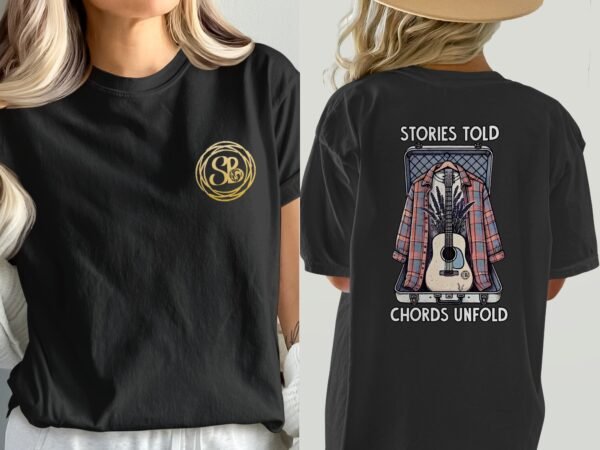Musikgeschichten T-Shirt Musik Lavendel Shirt Akustikgitarre Lagerfeuer Shirt Reisekoffer Hemd Shirt Straßenmusik Soft Akkorde Noten Tee - Image 8