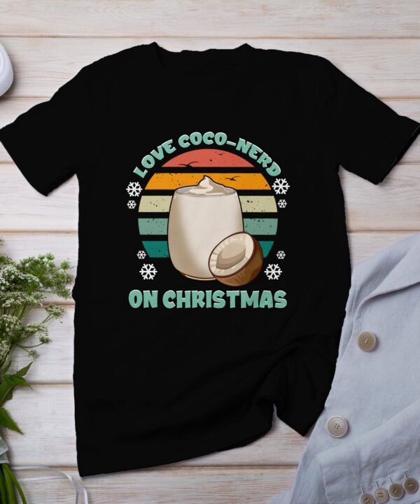 Tropisches Coquito Weihnachten T-Shirt, Traditionelles Kokosnuss Urlaubsgetränk Shirt, Festliches Puerto Rico Karibik Tee, Kokos Reisetop
