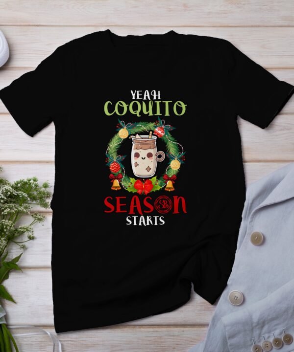 Tropisches Coquito Weihnachten T-Shirt, Traditionelles Kokosnuss Urlaubsgetränk Shirt, Festliches Puerto Rico Karibik Tee, Kokos Reisetop