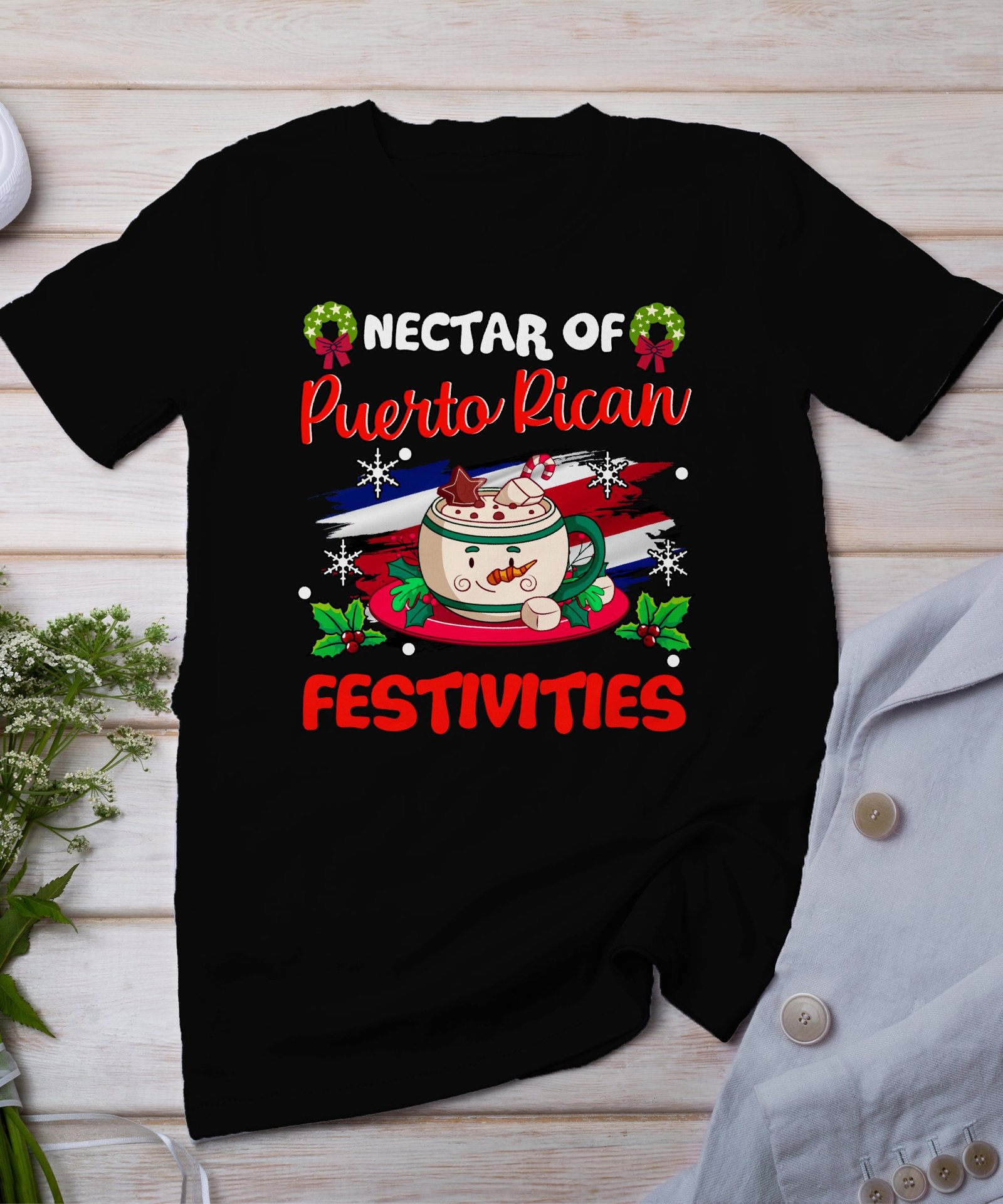 Tropisches Coquito Weihnachten T-Shirt, Traditionelles Kokosnuss Urlaubsgetränk Shirt, Festliches Puerto Rico Karibik Tee, Kokos Reisetop
