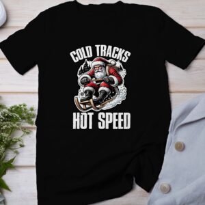 Weihnachtsmann Schlitten lustiges T-Shirt, Geschenkidee für Männer, Frauen, Kinder, cooler Weihnachtspullover, kalte Strecken heiße