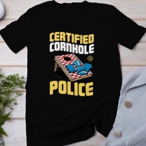 Cornhole Gartenspiel T-Shirt, Camping Freizeitspiel Shirt, Familien Sieger Outfit, Wurfsack Holzbrettspiel Tee, Sommer Outdoor-Spiel Polizei