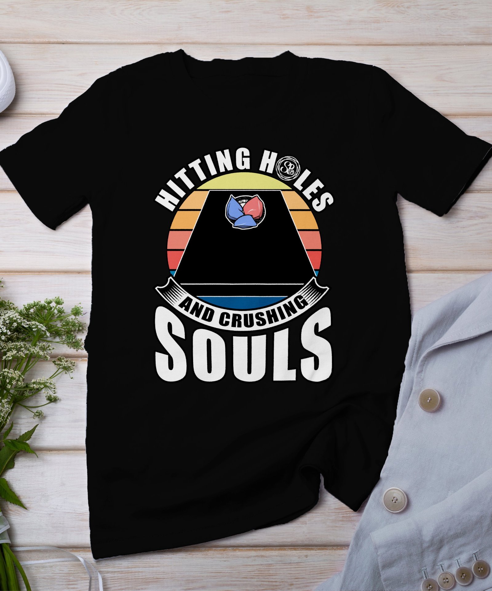 Cornhole Gartenspiel T-Shirt, Camping Freizeitspiel Shirt, Familien Sieger Outfit, Wurfsack Holzbrettspiel Tee, Sommer Outdoor-Spiel Champ