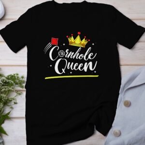 Cornhole Königin Gartenspiel T-Shirt, Camping Freizeitspiel Shirt, Familien Sieger Outfit, Wurfsack Holzbrettspiel Tee, Sommer Outdoor-Spiel