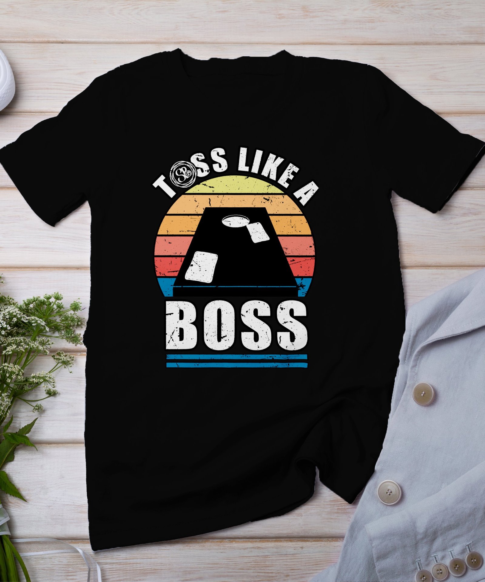 Cornhole Gartenspiel T-Shirt, Camping Freizeitspiel Shirt, Familien Sieger Outfit, Wurfsack Holzbrettspiel Tee, Sommer Outdoor-Spiel Champ