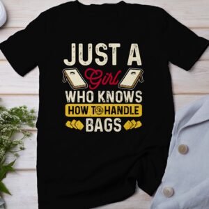 Cornhole Gartenspiel T-Shirt, Camping Freizeitspiel Shirt, Mädchen Sieger Outfit, Wurfsack Holzbrettspiel Tee, Einzigartiges Outdoor-Spiel