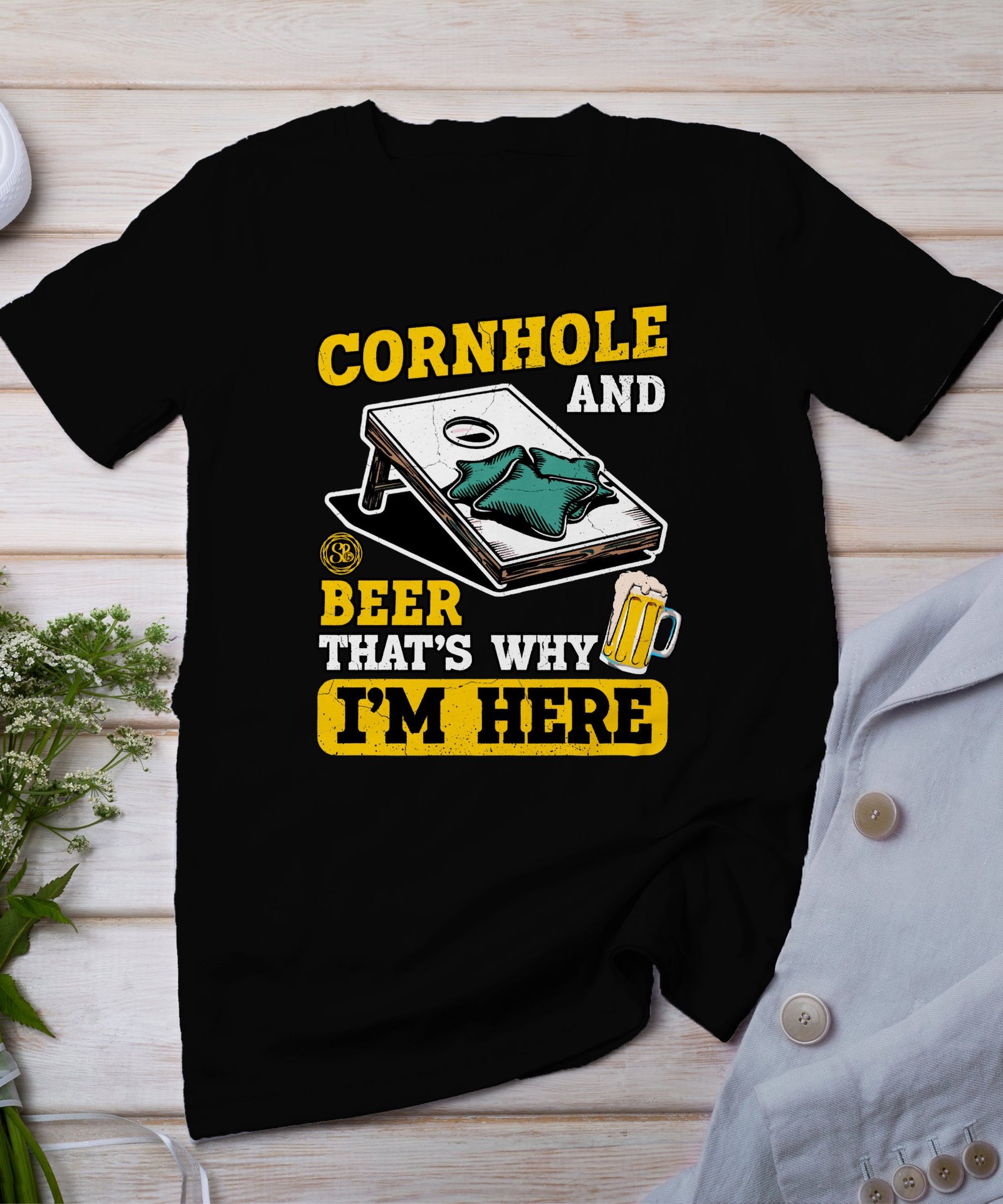 Cornhole Gartenspiel T-Shirt, Camping Freizeitspiel Shirt, Familien Sieger Outfit, Wurfsack Holzbrettspiel Tee, Sommer Outdoor-Spiel Champ