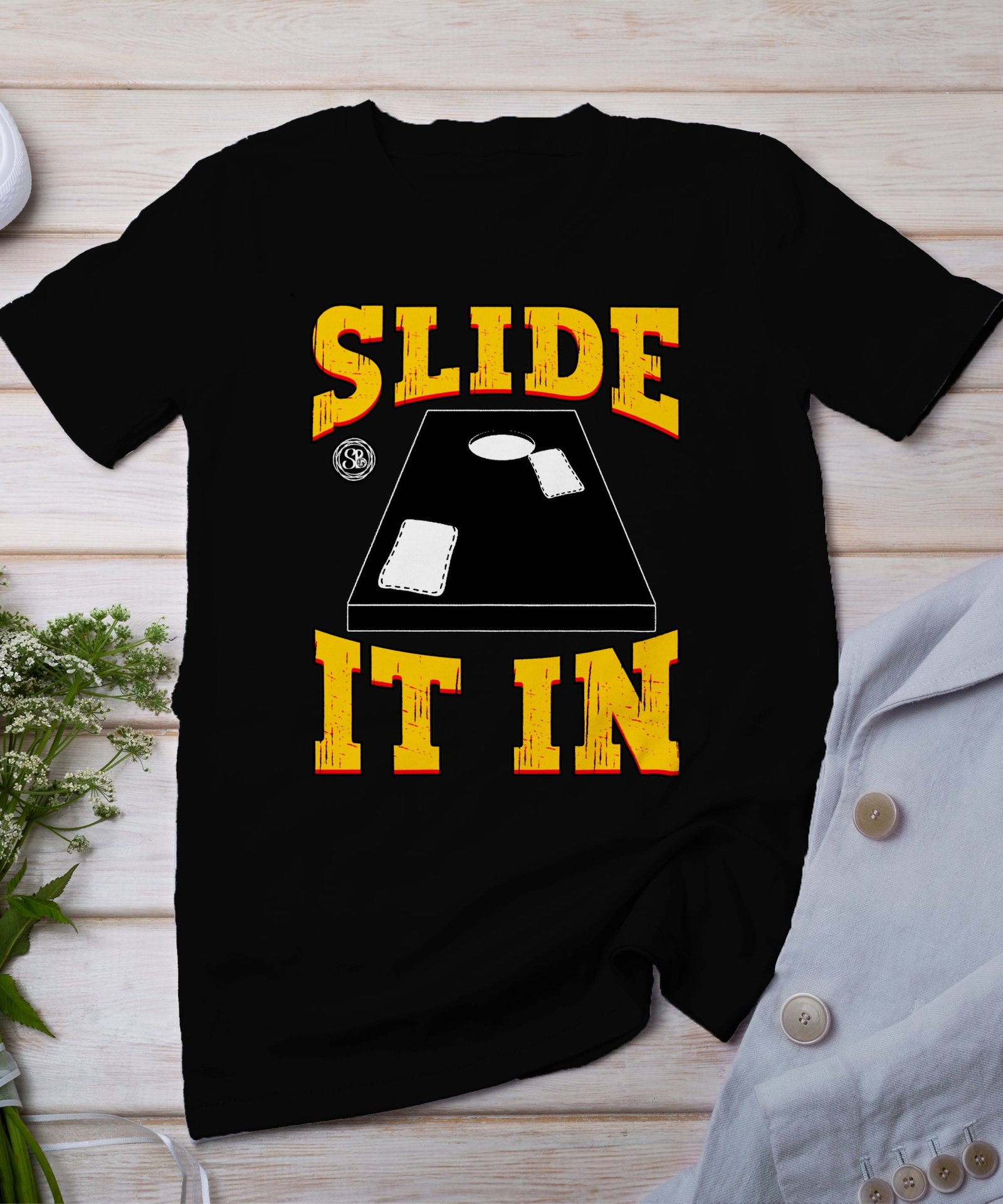 Cornhole Gartenspiel T-Shirt, Camping Freizeitspiel Shirt, Familien Sieger Outfit, Wurfsack Holzbrettspiel Tee, Sommer Outdoor-Spiel Champ