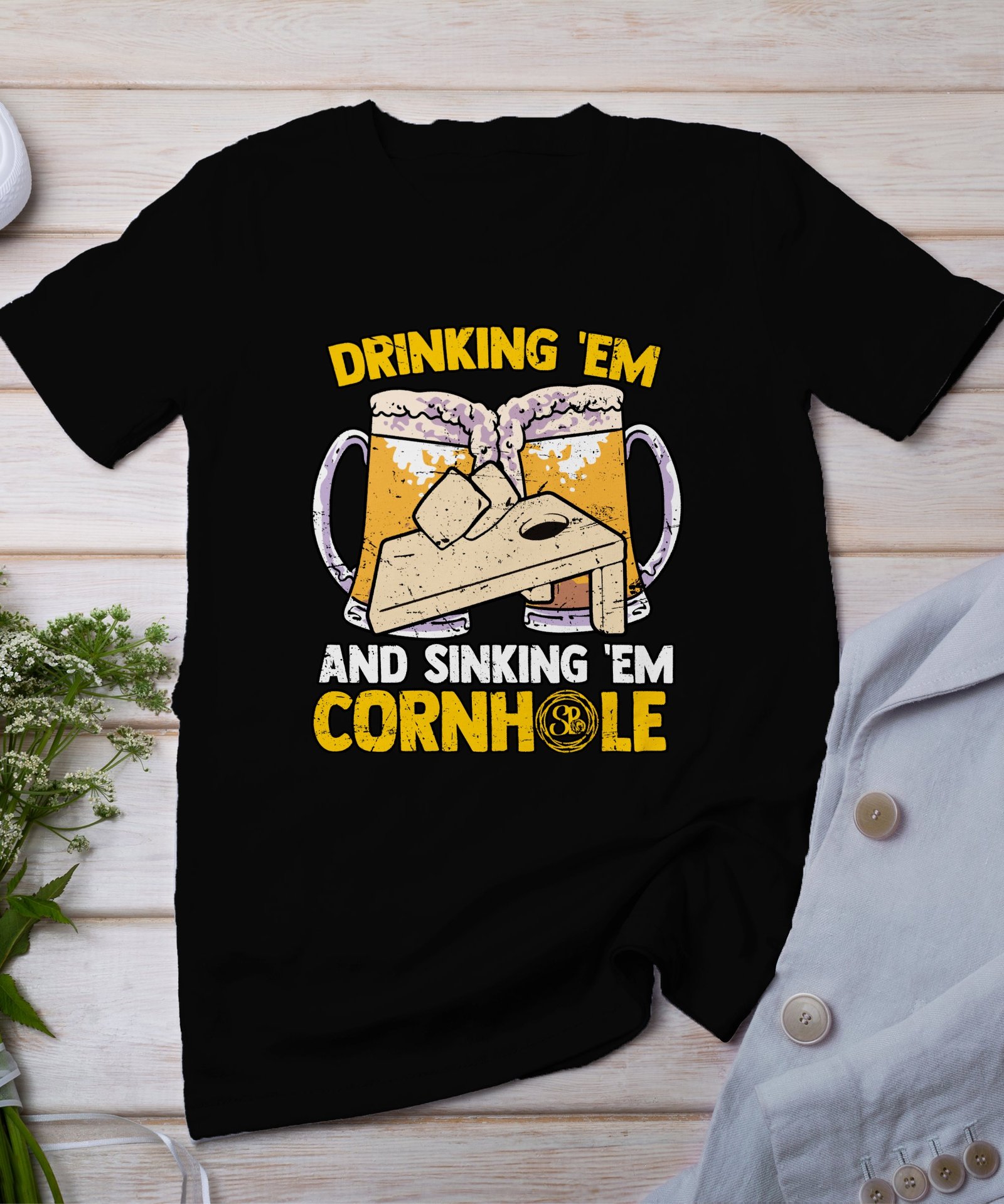 Cornhole Gartenspiel T-Shirt, Camping Freizeitspiel Shirt, Familien Sieger Outfit, Wurfsack Holzbrettspiel Tee, Sommer Outdoor-Spiel Champ
