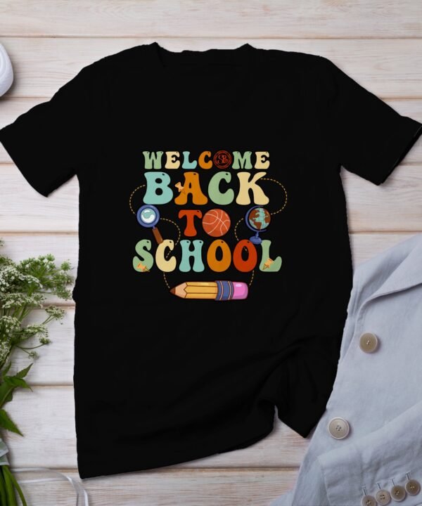Willkommen Zurück Zur Schule T-Shirts, Retro Schuldesign, Lehrergeschenke, Schulanfang, Bunte Shirts, Alphabet Shirts, Studenten Shirts