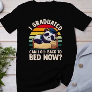 Abschlussgeschenk Panda T-Shirt für Absolventen Müde Abschlussfeier Schulabschluss Shirt Retro Schlafender Panda Bär Studium Bachelor Master