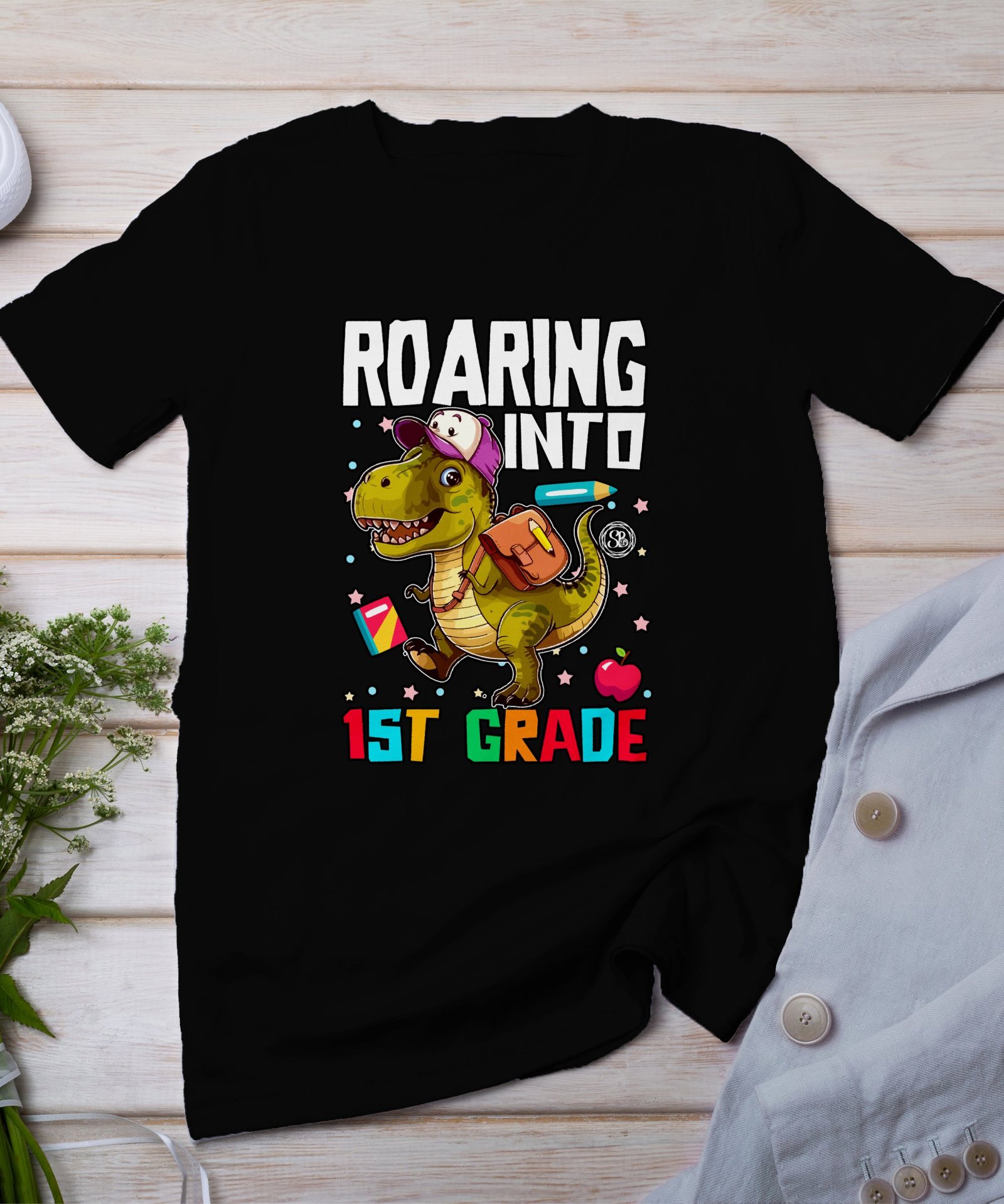 Brüllend in die 1. Klasse T-Shirts, Dinosaurier Einschulung T-Shirts, Schulanfang Dino T-Shirts, Schulbeginn Kindert Shirts