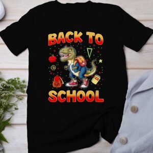 Kita Dino Schulranzen Erster Schultag Sommerferien Schulanfang Tasche Schultüte Abschied Kindergarten Rucksack Bunt Schulbedarf Kinder Shirt