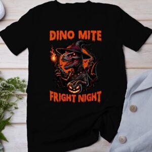Scary Dinosaur Halloween T-Shirt, Spooky T-Rex Tee, Fun Magic Costume Dino Shirt, Hunter Witch Hour Madness Top, Trick-Or-Treat Night Party