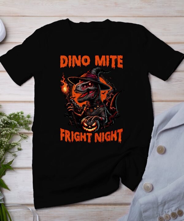 Scary Dinosaur Halloween T-Shirt, Spooky T-Rex Tee, Fun Magic Costume Dino Shirt, Hunter Witch Hour Madness Top, Trick-Or-Treat Night Party