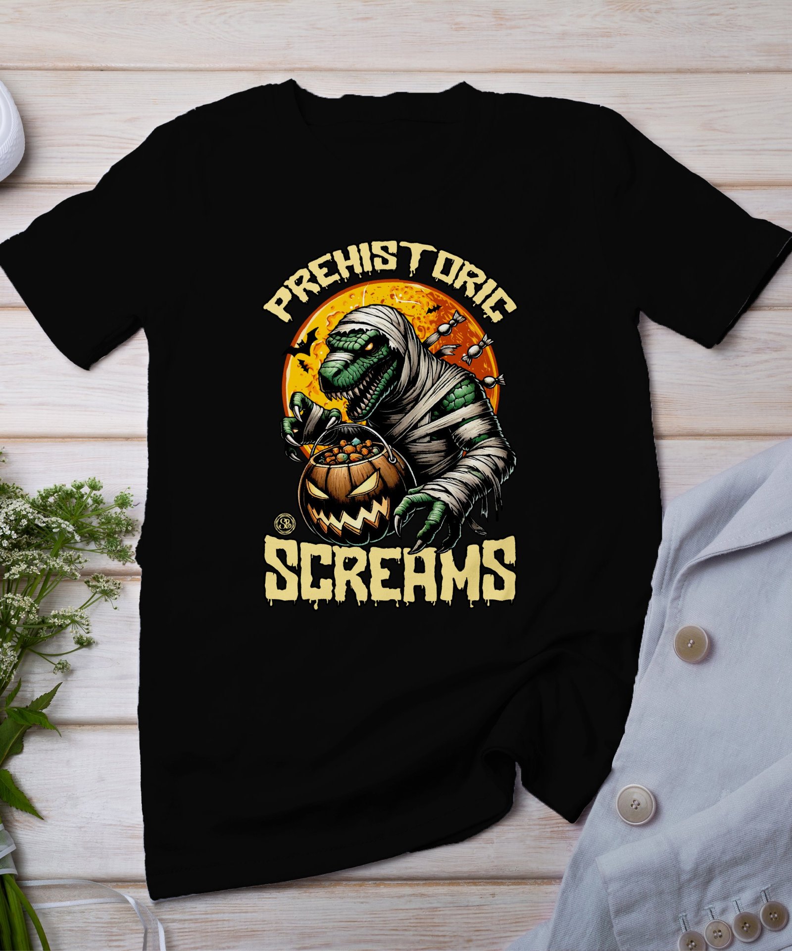 Scary Dinosaur Halloween T-Shirt, Spooky T-Rex Tee, Fun Magic Costume Dino Shirt, Hunter Witch Hour Madness Top, Trick-Or-Treat Night Party