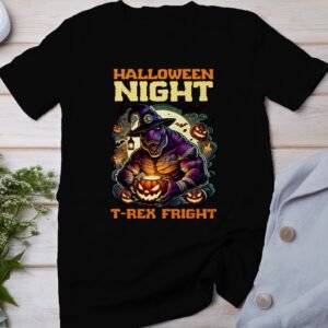 Scary Dinosaur Halloween T-Shirt, Spooky T-Rex Tee, Fun Magic Costume Dino Shirt, Hunter Witch Hour Madness Top, Trick-Or-Treat Night Party