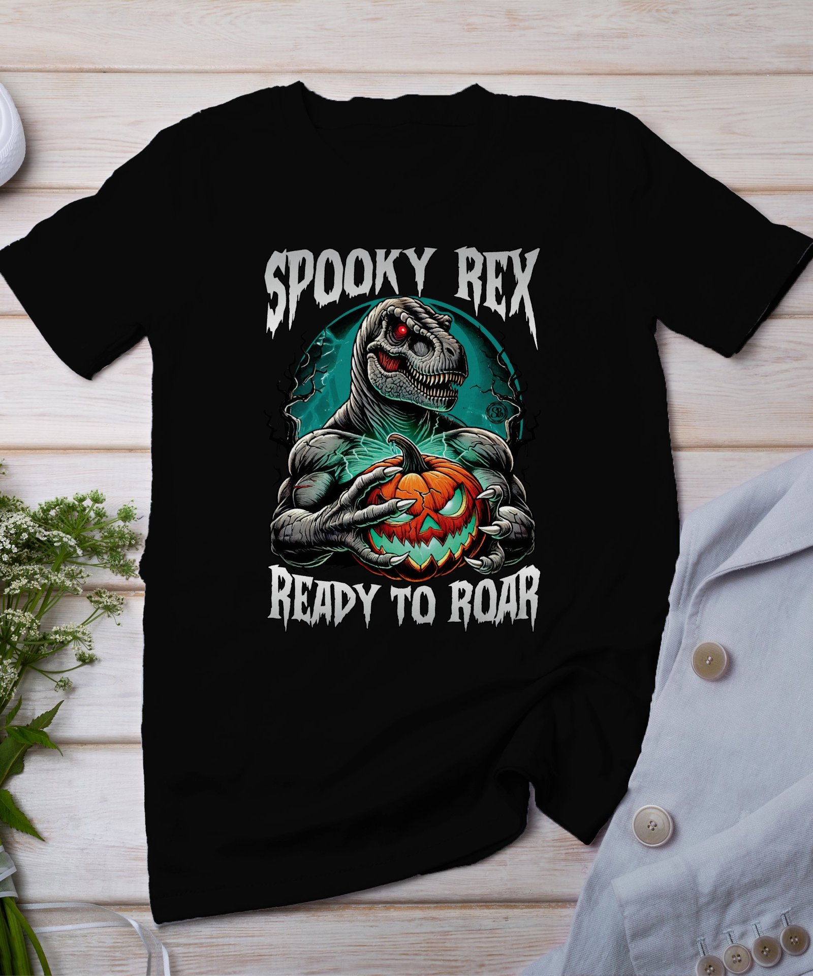 Scary Dinosaur Halloween T-Shirt, Spooky T-Rex Tee, Fun Magic Costume Dino Shirt, Hunter Witch Hour Madness Top, Trick-Or-Treat Night Party