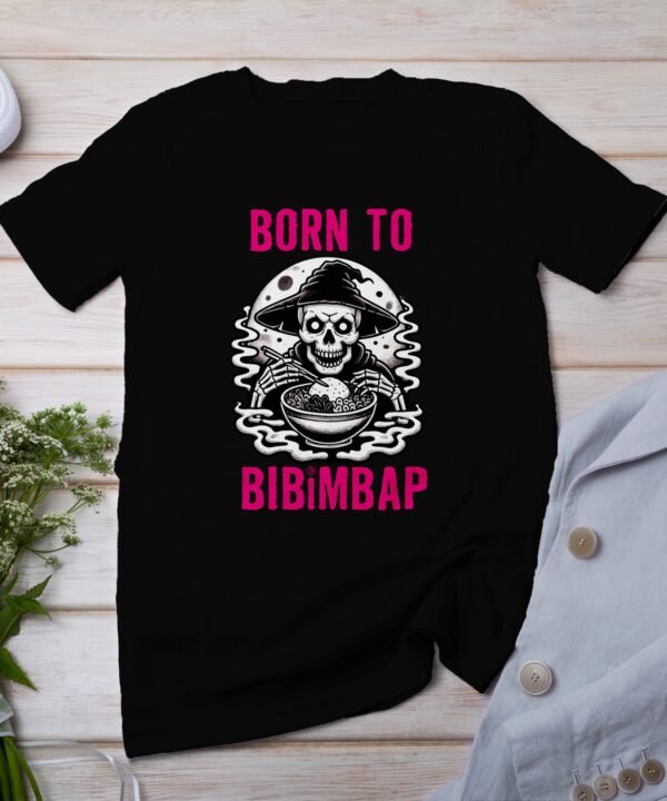 Anime Bibimbap Halloween T-Shirt, Koreanisches Essen Tee, Magisches Kostüm, Ramen MRE Zutaten Shirt, Wahnsinn Bowl Top, Gimbap Party