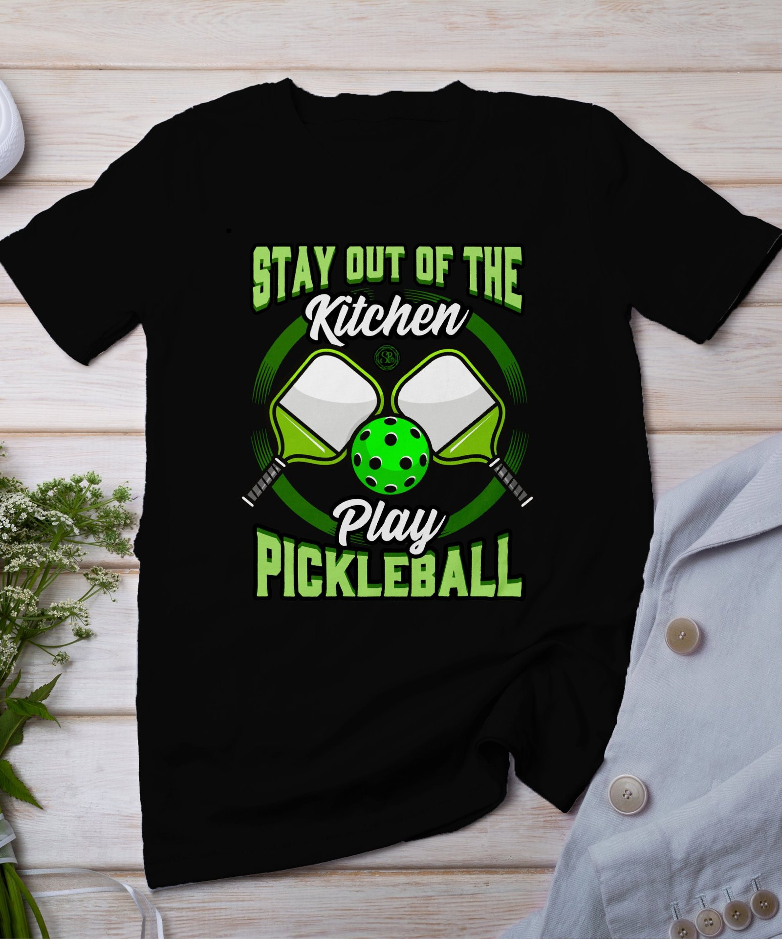 Pickleball Schläger T-Shirt, Geschenk für Sportliebhaber, Humorvolles Bleib Aus Der Küche Fern Motiv, Lustiges Outdoor-Aktivität Team Shirt