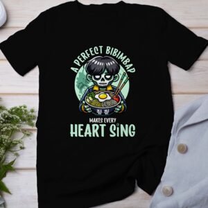 Anime Bibimbap Halloween T-Shirt, Koreanisches Essen Tee, Magisches Kostüm, Ramen MRE Zutaten Shirt, Wahnsinn Bowl Top, Gimbap Party