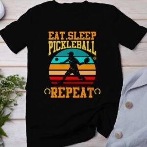 Eat Sleep Pickleball Repeat T-Shirt, Lustiges Sportbegeisterte Retro Geschenk, Vintage Pickleball Fans Motiv, Aktivität Sportliebhaber Tee