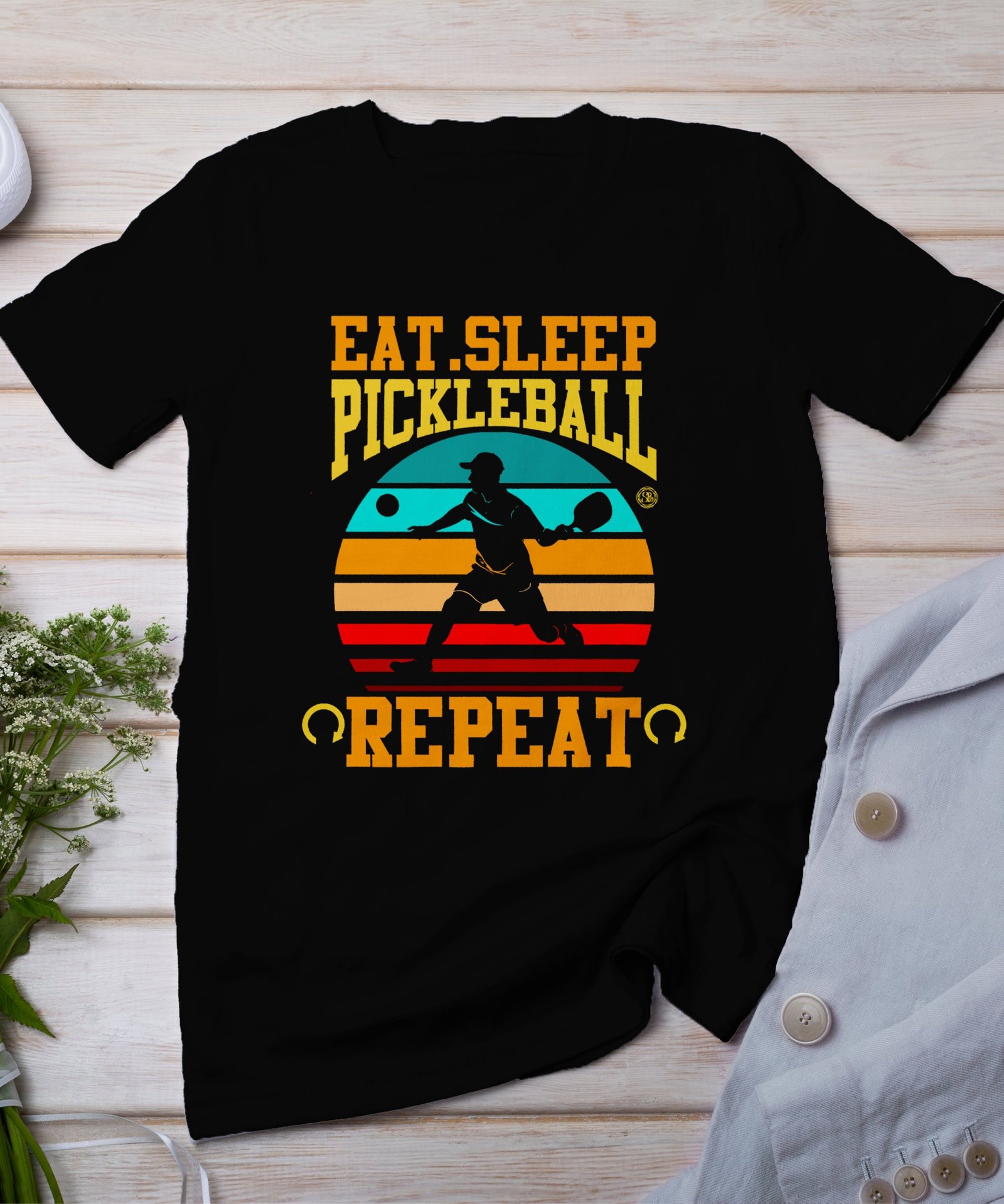 Eat Sleep Pickleball Repeat T-Shirt, Lustiges Sportbegeisterte Retro Geschenk, Vintage Pickleball Fans Motiv, Aktivität Sportliebhaber Tee