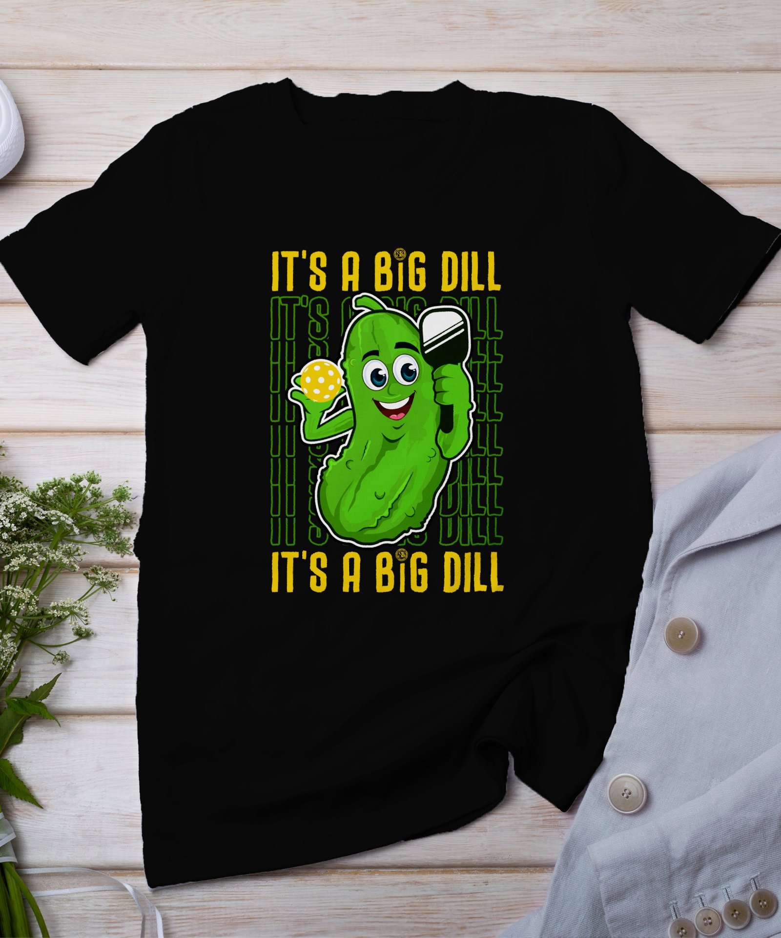 Pickleball Spieler T-Shirt, Geschenk für Sportliebhaber, Originelles Dill-Gurke Motiv Fan Tee, Lustiges Outdoor-Aktivität Sportler Shirt