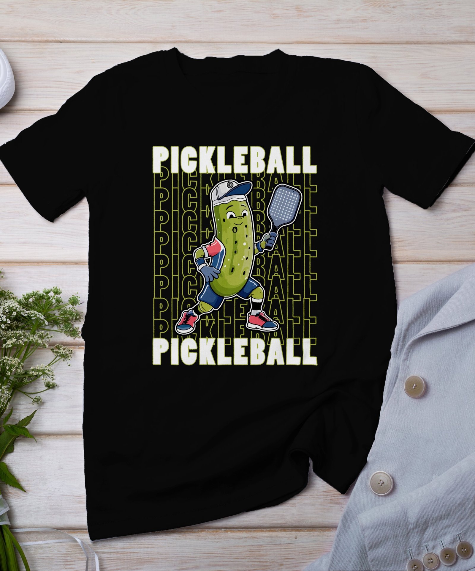 Lustiges Pickleball T-Shirt für Spieler, Pickleball Cartoon Motiv für Sportliebhaber, Originelles Gewürzgurke Motiv, Outdoor-Aktivität Shirt