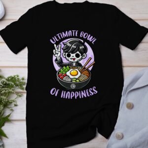 Anime Bibimbap Halloween T-Shirt, Koreanisches Essen Tee, Magisches Kostüm, Ramen MRE Zutaten Shirt, Wahnsinn Bowl Top, Gimbap Party