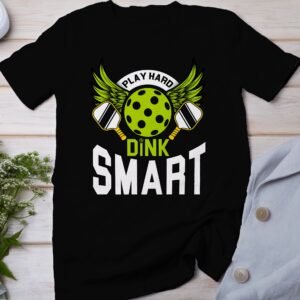 Pickleball T-Shirt, Geschenk für Sportliebhaber, Hart Spielen Und Klug Denken Motivationsspruch Tee, Lustiges Outdoor-Aktivität Team Shirt