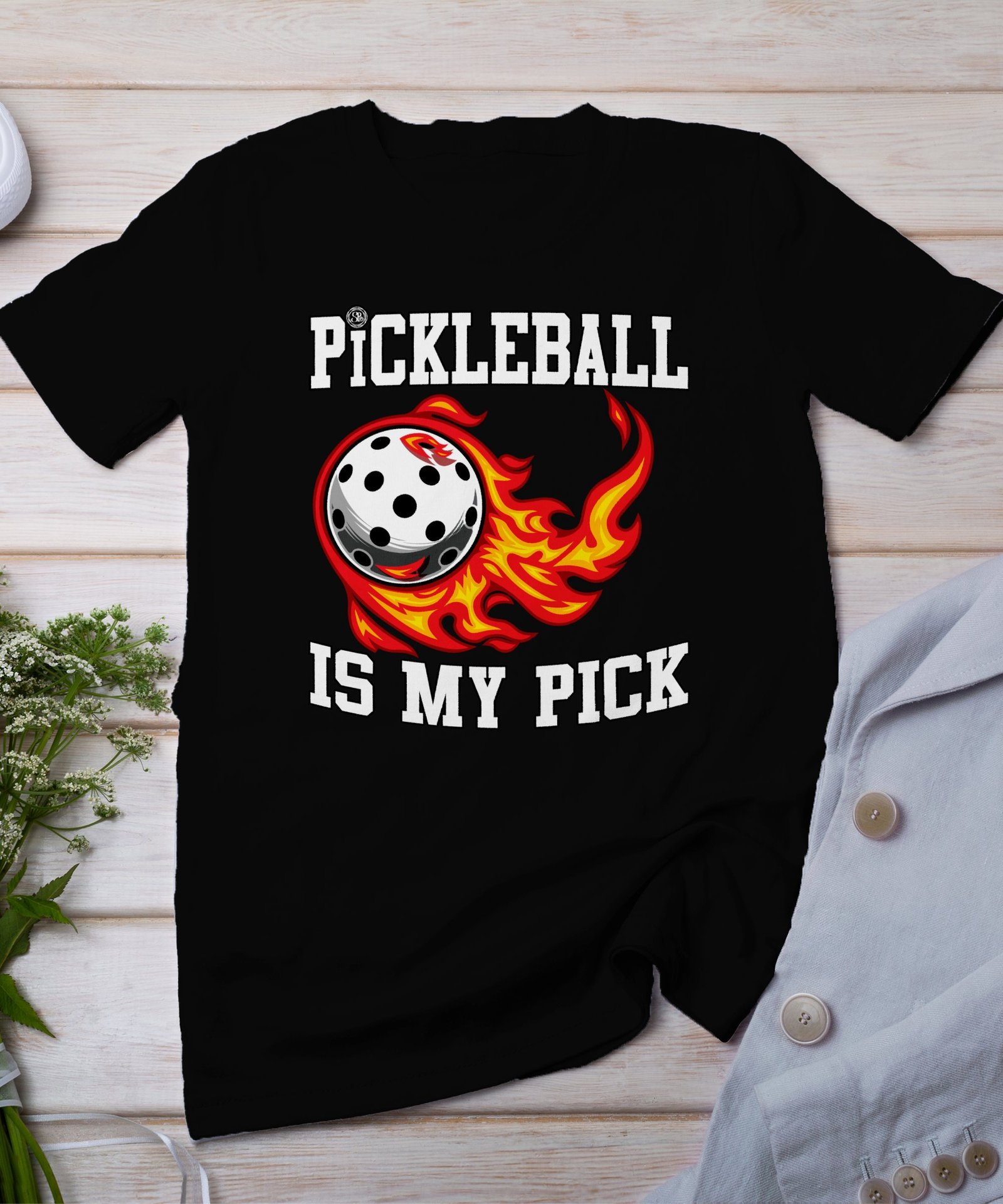 Pickleball Spieler T-Shirt, Geschenk für Sportliebhaber, Einzigartiges Feuerball Motiv Fan Tee, Lustiges Outdoor-Aktivität Team Shirt