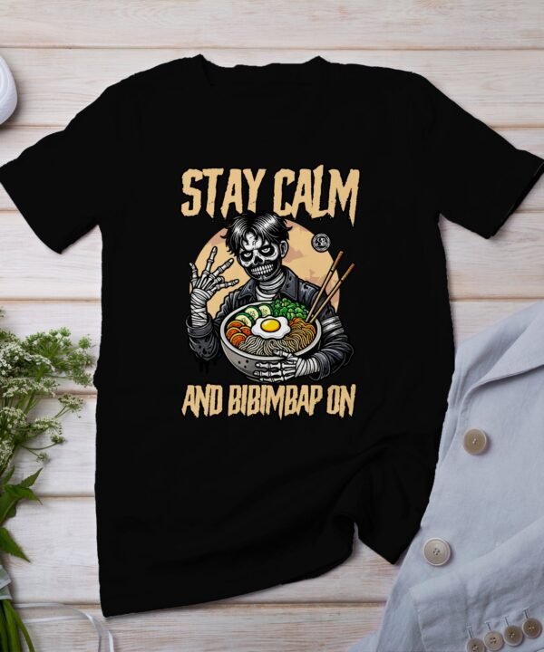 Anime Bibimbap Halloween T-Shirt, Koreanisches Essen Tee, Magisches Kostüm, Ramen MRE Zutaten Shirt, Wahnsinn Bowl Top, Gimbap Party