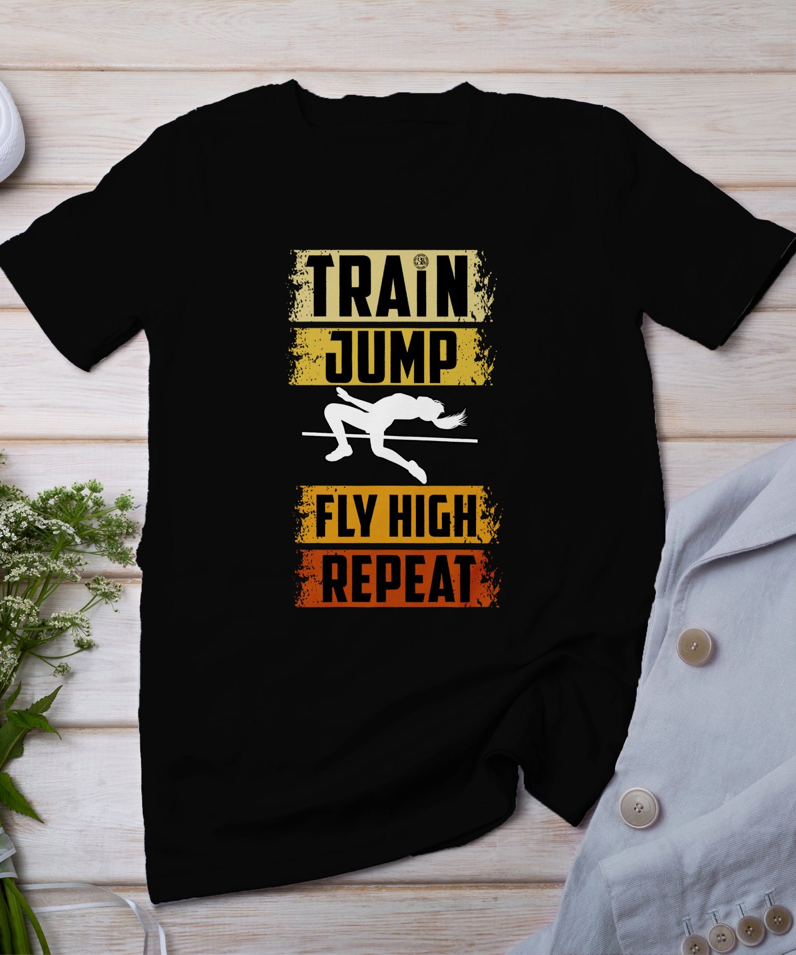 Lustiges T-Shirt fuer Sportliebhaber, Coole Geschenkidee fuer Turntrainer, Trainiere Springe Fliege Wiederholen Design
