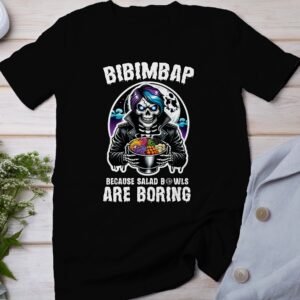 Anime Bibimbap Halloween T-Shirt, Koreanisches Essen Tee, Magisches Kostüm, Ramen MRE Zutaten Shirt, Wahnsinn Bowl Top, Gimbap Party