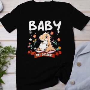 Baby on Board T-Shirt Schwangerschaft Mama Pregasaurus Babybauch Shirt Werdende Eltern Dino Shirt Mutter Vibes Schwangerschaft Familie