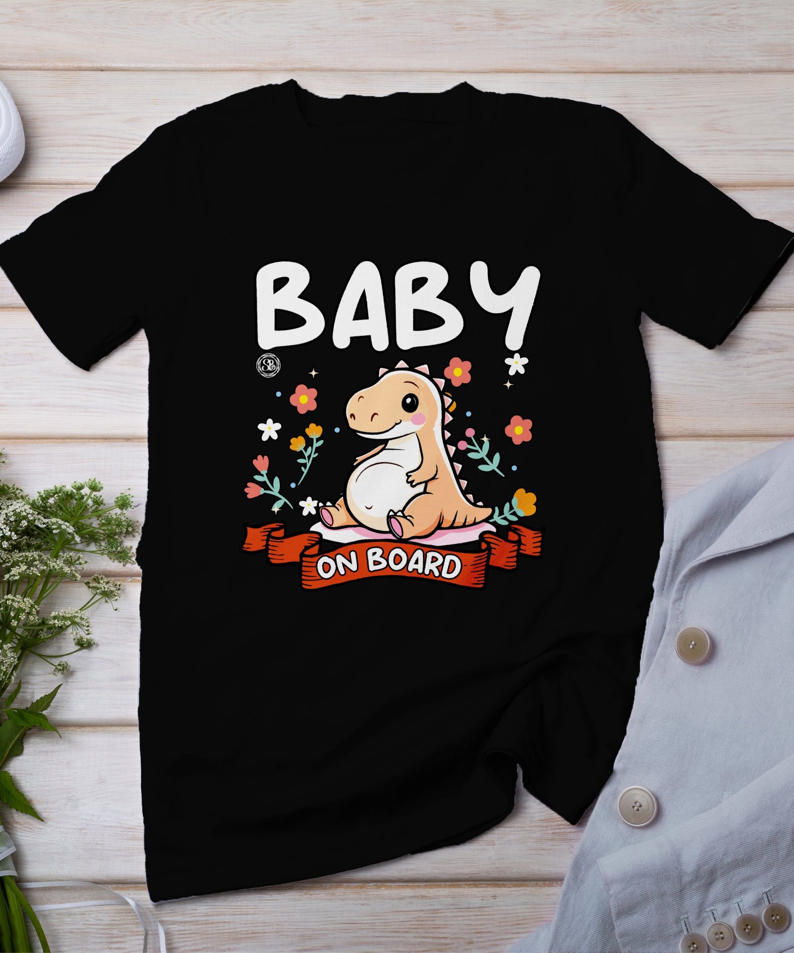 Baby on Board T-Shirt Schwangerschaft Mama Pregasaurus Babybauch Shirt Werdende Eltern Dino Shirt Mutter Vibes Schwangerschaft Familie