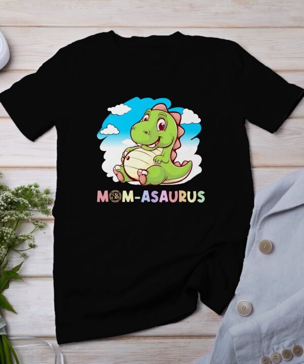 Mama Pregasaurus T-Shirt Werdende Eltern Kleidung Schwangerschaft Shirt Dino Design Babybauch Dinosaurier Cartoon Kleidung Mama Outfit